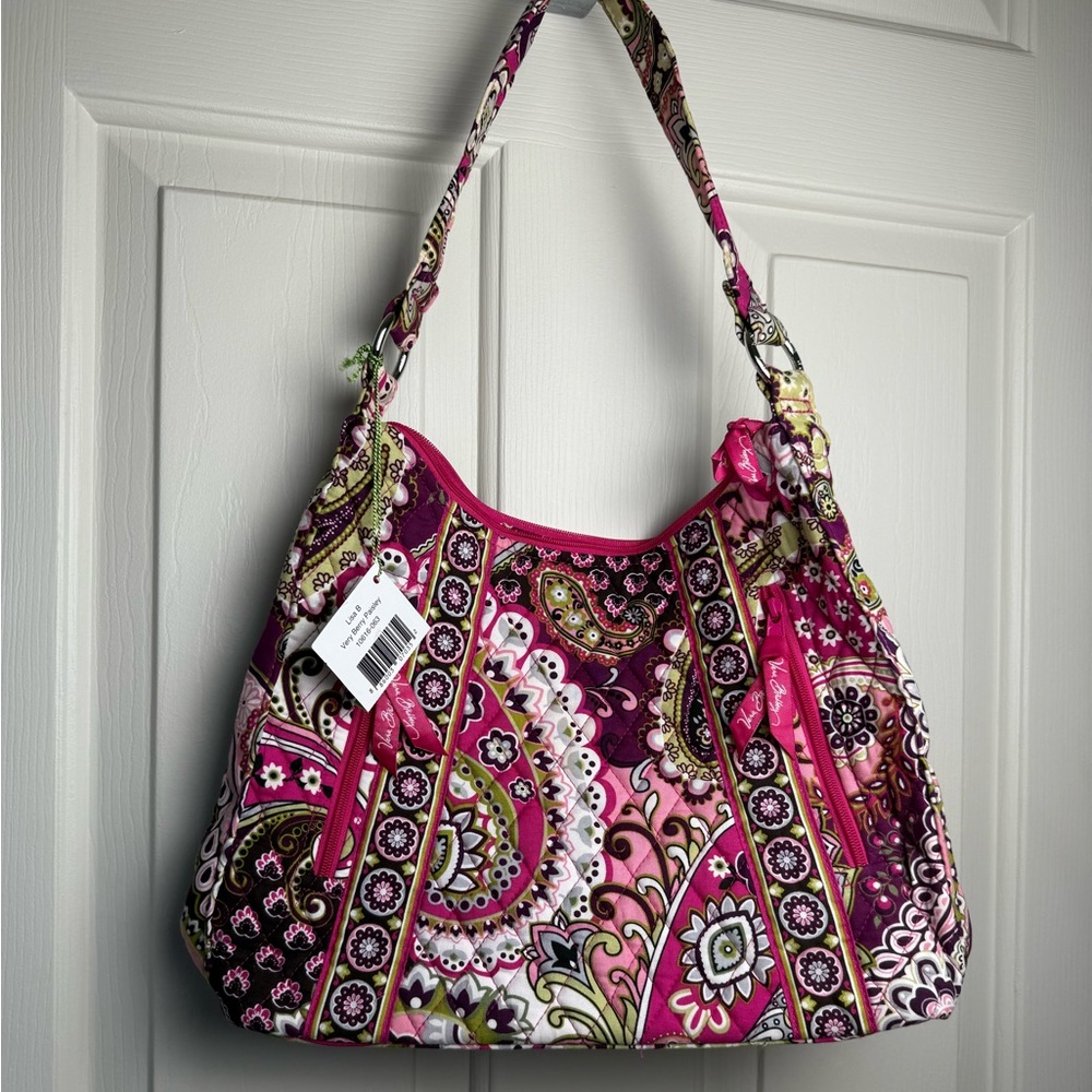 NWT Vera Bradley Very Berry Paisley Lisa B Shoulder Bag – Retired Rare Pattern